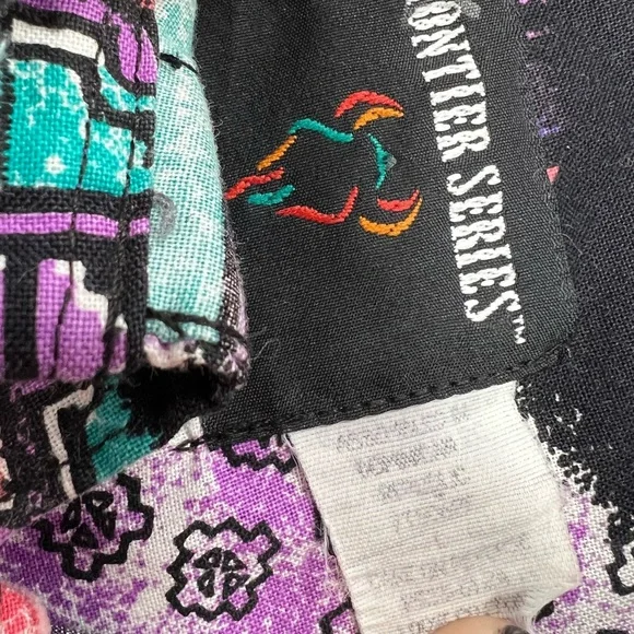 Vintage Frontier Series Western Shirt With Conch Detail Bright Colorful - Picture 8 of 8